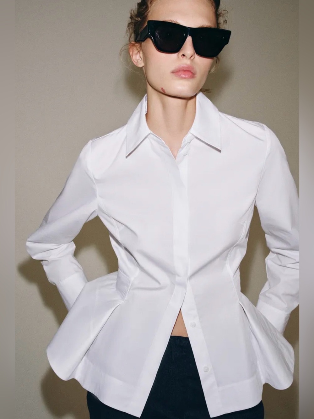 NWT ZARA ZW COLLECTION PEPLUM POPLIN SHIRT